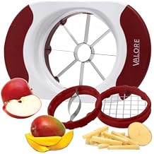 Valore Soft Grip Food Slicer with 3 Blades - Apple Slicer, French Fry Cutter, Mango Slicer - Great Meal Prep Kitchen Accessory - Easy to Use 3 in 1 French Fry, Mango and Apple Cutter with Three Blades