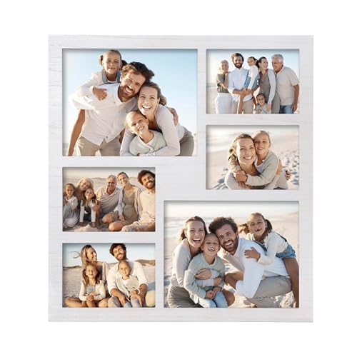 Collage Picture Frame 5x7 and 8x10 Photos -Large Size 6 Openings White