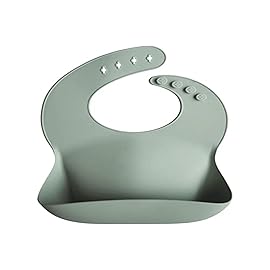mushie Silicone Baby Bib | Adjustable Fit Waterproof Bibs (Cambridge Blue)