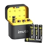 imuto Rechargeable AAA Batteries Lithium 8 Pack with Fast Charger,1300mWh 1.5V Constant Output Triple a Lithium Batteries 1600 Cycles Long Lasting