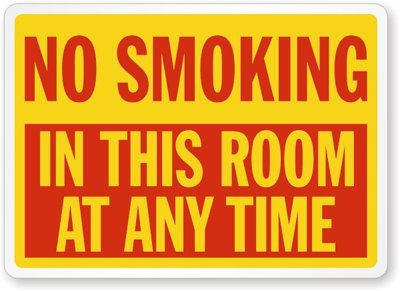 Étiquette en vinyle No smoking in this room at any time Smartsign S-9564-EU 35,6 cm