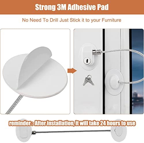 Cyleibe Window Security Locks Adhesive, 2 Pack Window Restrictor for UPVC No Drilling, Safety Window Limiter with Keys for Baby Children Pet- White