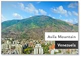 Aimant puissant à l'arrière Aimant de réfrigérateur Vue de face de la montagne Avila, Caracas, Venezuela,