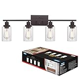 MELUCEE 4 Lights Wall Sconce Lighting Oil Rubbed Bronze Finished with Clear Glass, Bathroom Vanity...
