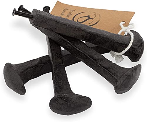 Rustic State Ray Screw In Wall Mount Cast Iron Hooks Coat Towel Bag Hat Hanger Multiuse Entryway Railroad Spike Rack Black Set Of 4 #TOP7