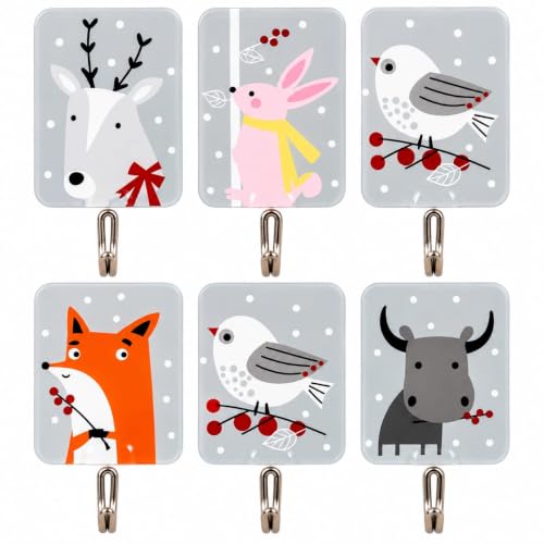 Kit 6 Ganchos Adesivos Decorativos de Animais