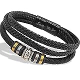 To My Son Braided Leather Bracelet- "Love You Forever" Bracelet for Men Boys, Stainless Steel Inspir