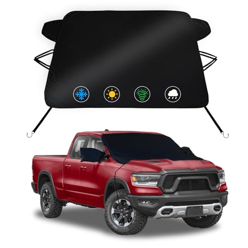 Windshield Cover for Ice and Snow for Dodge RAM 2500 3500 2010-2026, Double-Layer Oxford Fabric Windshield Cover, Winter Windshield Snow Removal Protector Car Shield Outdoor Accessories (78