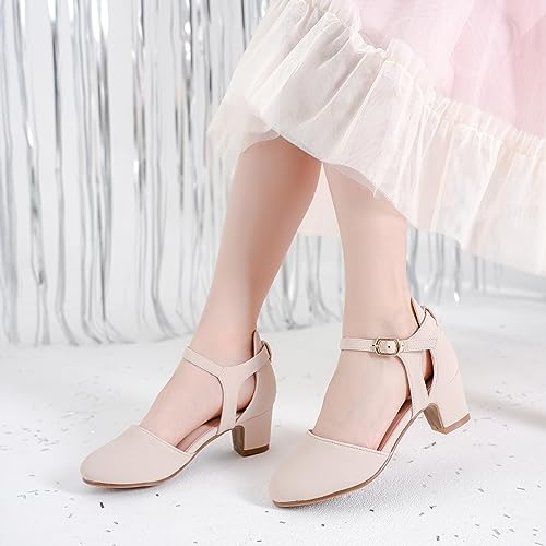 Image of LAURMOSA Girls Dress Shoes Closed Toe Pumps High Heels for Little Big Kid