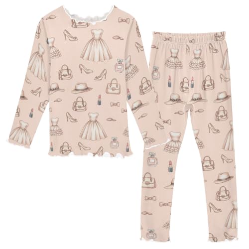 Exnundod Snug-fit Pajamas Sets Long Sleeve Fashion Accessories,9-10Y