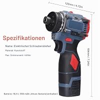 Weytoll Akku Bohrschrauber, 16.8V Akku-Bohrschrauber Set mit 1300mAh Akku*2, Drehmoment auf 23+1 Stufen, Bohrmaschine Akkuschrauber mit 2Gang,LED-Licht, Bürstenlos Akkuschrauber mit Schlagbohrfunktion – Ansicht 9