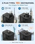Universal Travel Adapter European Plug Adaptateur Prise Europe Canada Voltage Converter 220v to 110v Power International Accessories Smart UK Essentials Type C G Worldwide (Black)