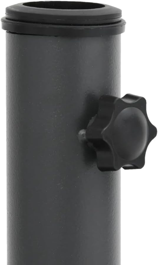 vidaXL Round Parasol Base 17.5"x12.2" - Umbrella Stand for Ø1.3/1.4"/1.5" Poles, Black, Concrete-Filled Plastic Shell, Iron Tube, 33.1lb, Tightening Knob, Outdoor Stability, Assembly Required