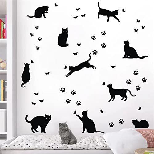 Calcomanías de gato para pared que ocultan imperfecciones en dormitorios infantiles 2