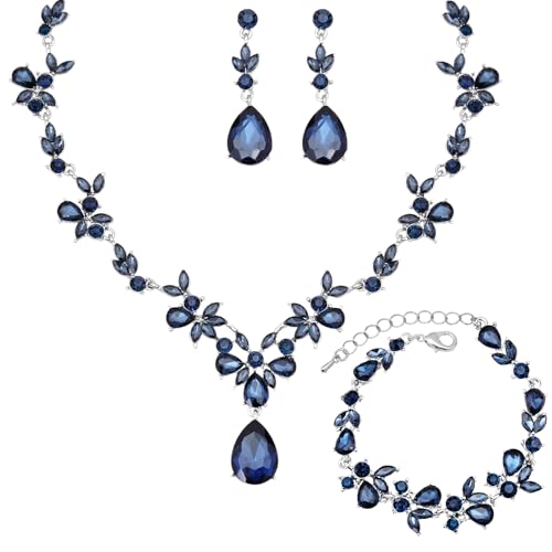 chaoyite Bridal Floral Necklace Dangle Earrings Bracelets Jewelry Sets