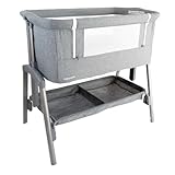 Berço Co-Leito Colin Cinza Portátil, 7 Alturas Ajustáveis, Cesto Amplo, Antirrefluxo, para Bebês de 0 a 6 Meses até 9 kg