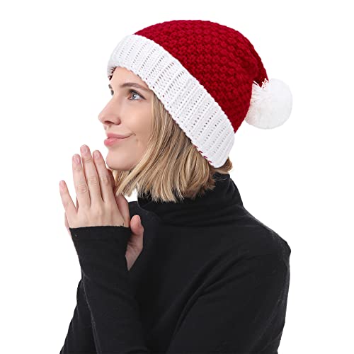 American Trends Chapéu de Papai Noel, gorro de Natal, quente, de tricô para adultos, mulheres, homen