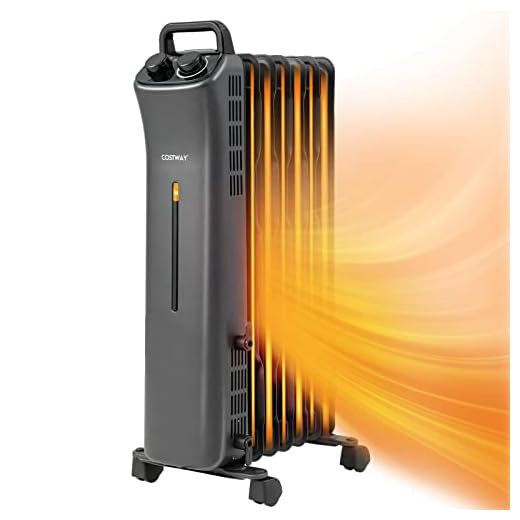 COSTWAY 1500W Oil Filled Radiator Heater, Electric Oil Radiant Heater w/Universal Wheels, 3-Level Heat, Tip-over & Overheat Protection, Portable Space Heater for Home Office Indoor Use, Black