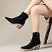 KAJXZ Women's Western Ankle Boots Fashion Faux Suede High Chunky Stacked Heel Booties Fall Winter Side Zipper Pointed Toe Slip On Short Boots Comfortable Dressy Shoes