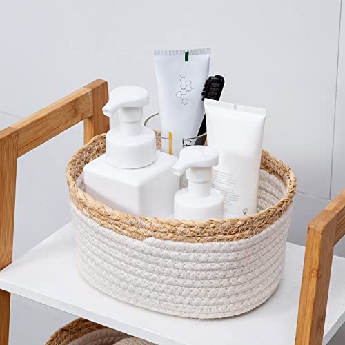 3-Pack Rope Woven Storage Baskets - Home Organizing Bins And Toy Organizer, Durable Nursery Baskets Organizer Bins,Cotton With Corn Skin Design #TOP4