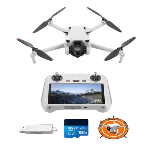 Dron Mini con cámara ligero y plegable con vídeo 4K HDR, 38 min de tiempo de vuelo, Grabación vertical y funciones inteligentes (DJI Mini 3 (DJI RC) (EU) Bundle 01)