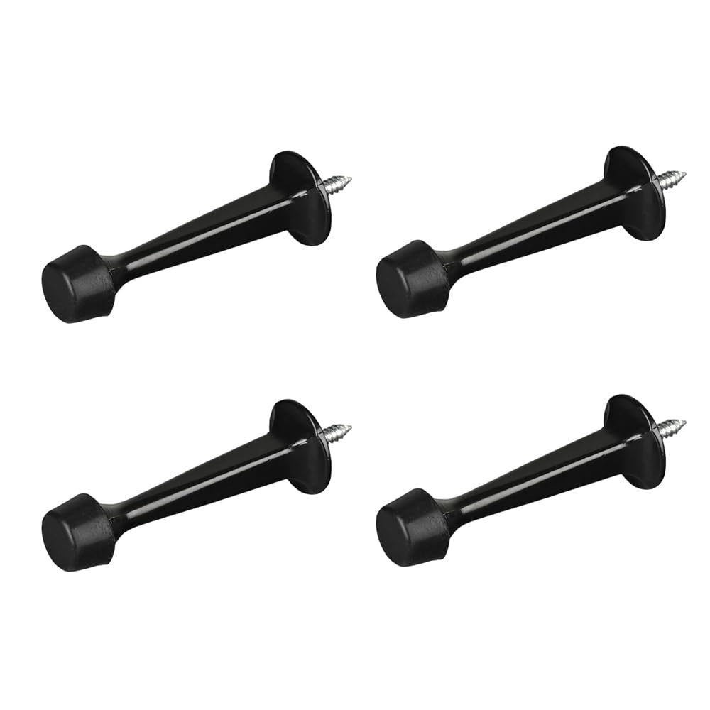 4 Pack Door Stoppers, Zinc Alloy Wall Mounted Door Stop Protector with Rubber Buffer Bumper for Indoor Outdoor 73mm Nickel Silver