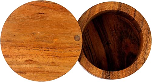 Edhas Acacia Wood Salt Or Spice Box With Swivel Cover Wooden Spice Herb Storage, Close At Hand On Your Countertop. #TOP2