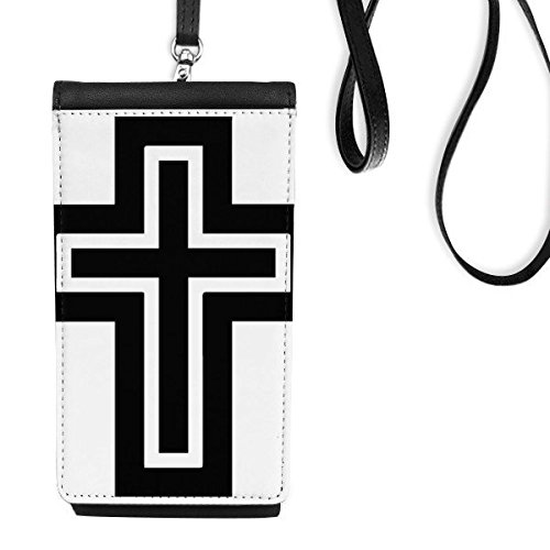 Sac téléphone cuir Sainte-Croix noir et blanc pour portable et petite monnaie