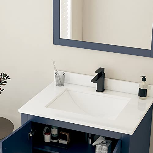 Ayna Decors Brass Bathroom Sink Faucet Black, Corrosion Resistance Bathroom Sink Faucet Single Handle With Water Supply Lines, Single Lever Basin Mixer Tap With Rectangular Spout - Af30101Bl #TOP6