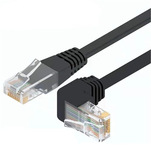 CAT5 LANケーブル 片側L型 Cat5イーサネットパッチケーブル 金メッキ 下向き90度角度付きLANケーブル ブラック Cat5 LANケーブルです (2M) [並行輸入品]