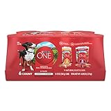 Purina ONE Tender Cuts in Gravy Chicken and Brown Rice, and Beef and Barley Entrees Wet Dog Food Variety Pack - (2 Packs of 6) 13 oz. Cans
