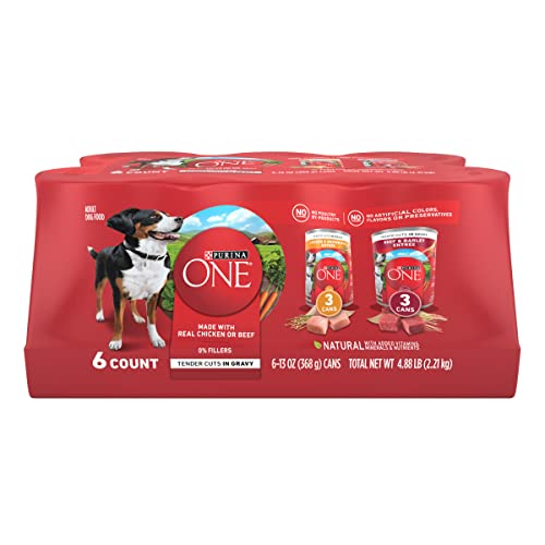 Image of Purina ONE Wet Dog Food Variety Pack, Tender Cuts, (2 Pack of 6) 13 oz Cans