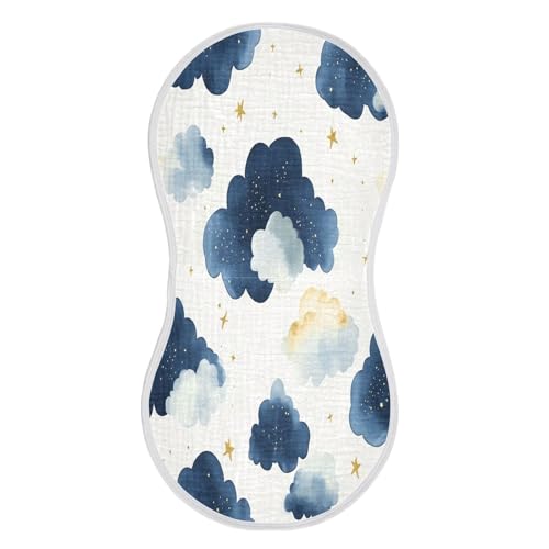 Watercolor Clouds Burp Cloths Cotton Baby Washcloths,Large 22x11in Burping Cloth Absorbent and Soft for Newborn Baby Boys and Girls,2 Pack