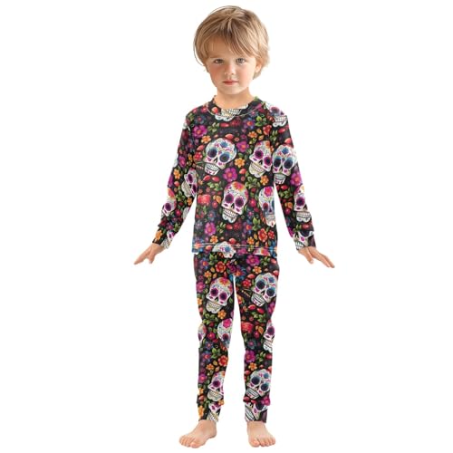 Sugar Skulls Floral Kids Girls Boys 18M 2 Piece Set Long Sleeve Fall Outfit3