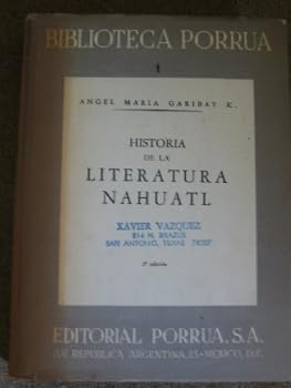 Hardcover Historia de la Literatura Nahuatl (1) Book