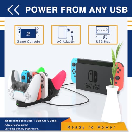 Switch Controller Charger for Nintendo Switch JoyCon/Pro /PS5 Controller