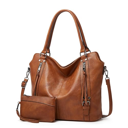 Aileese 2PC Set Tote Handbag for Women PU Leather Shoulder B
