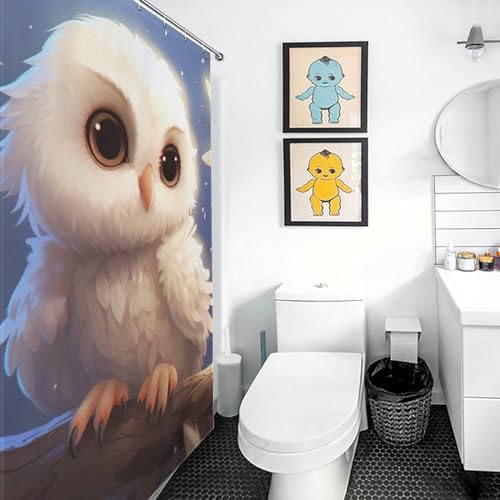 Rideau de douche hibou imperméable pour éviter les inondations de salle de bain