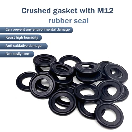 Image of Downhill 25 PCS M12 Oil Drain Plug Gasket, Rubber Crush Washer Seals, Engine Oil Crush Washers, Replace OEM 12616850 3536966, Compatible with Chevy Buick Ford GMC Ca-dillac (Black)