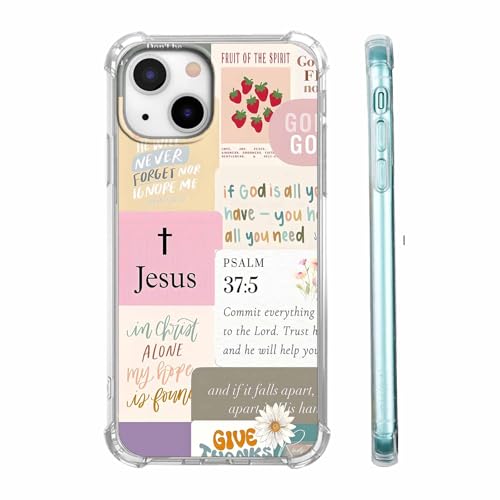 mehidpur Christian Quotes Aesthetic Vintage Jesus Bible Verse Collage Pattern,Soft TPU Bumper Case for iPhone 15,#7