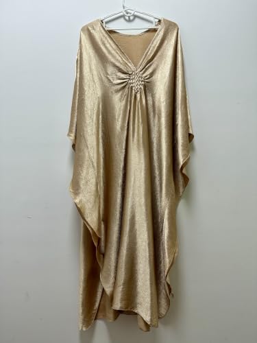 Image of RanRui Caftans for Women Solid Color Chiffon Plus Size Kaftan Dresses Beach Cover Up V Neck Batwing Sleeve Caftans Loungewear