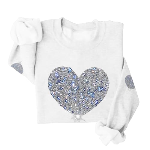 Generisch Sweatshirt Damen Oversized Pullover Hoodie Y2k Briefe Drucken Langarm Rundhals Pulli Frauen Buchstaben Druck Valentinstag-Sweatshirt für Damen, Liebes-Herz-Shirts Valentinstag-Pullover