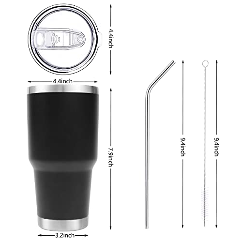 Toopify 30 Oz Stainless Steel Insulated Tumbler Travel Mug With Straw Slider Lid, Cleaning Brush, Double Wall Vacuum #TOP2