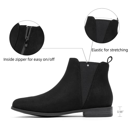 VJH confort Women's Chelsea Ankle Boots Low Heel Fashion Almond Toe Dress Booties with Side Zipper2