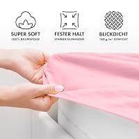 Jacobson Jersey Spannbettlaken Spannbetttuch Baumwolle Bettlaken (140x200-160x200 cm, Rosa) – Ansicht 3