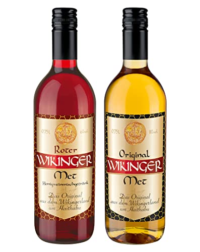 Original Wikinger Met + Roter Wikinger Met im Geschenkset | 2x0,75L inkl. 2 Becher | Honigwein aus der Region Haithabu… - Image 4