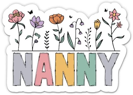 Nanny Stickers - Cute Nanny Floral Decals (2-Pack)