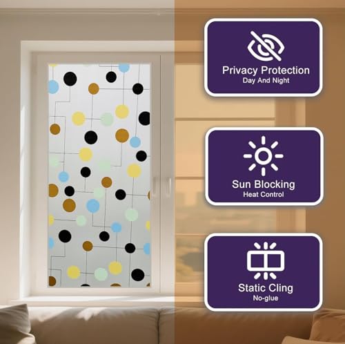 Image of HOME13 Window Privacy Film Frosted Glass Film Decorative Window Sticker Removable Window Film Home Office Privacy Film Window Coverings (Color Dot, 2 Feet by 12 Feet)
