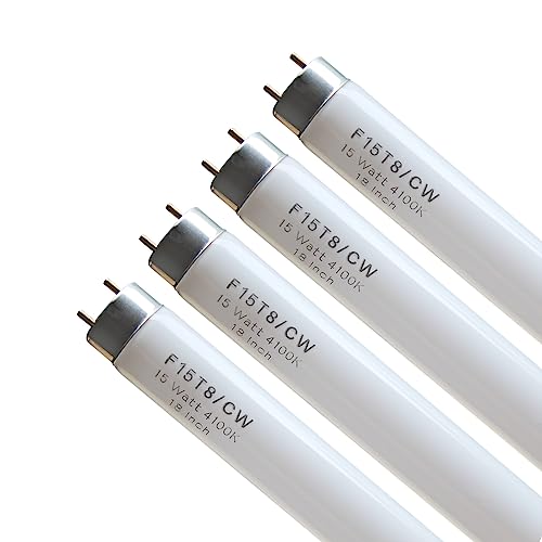 18" F15T8/CW RV Fluorescent Light Bulb, T8 15W Cool White, 4-Pack