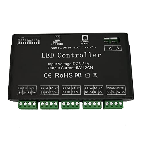 Giderwel 12 Channel Dmx Decoder Rgb Led Controller 60A Pwm Dmx512 Dimmer Driver For Rgb Led Strip And Led Module Light Dc12V-24V #TOP3